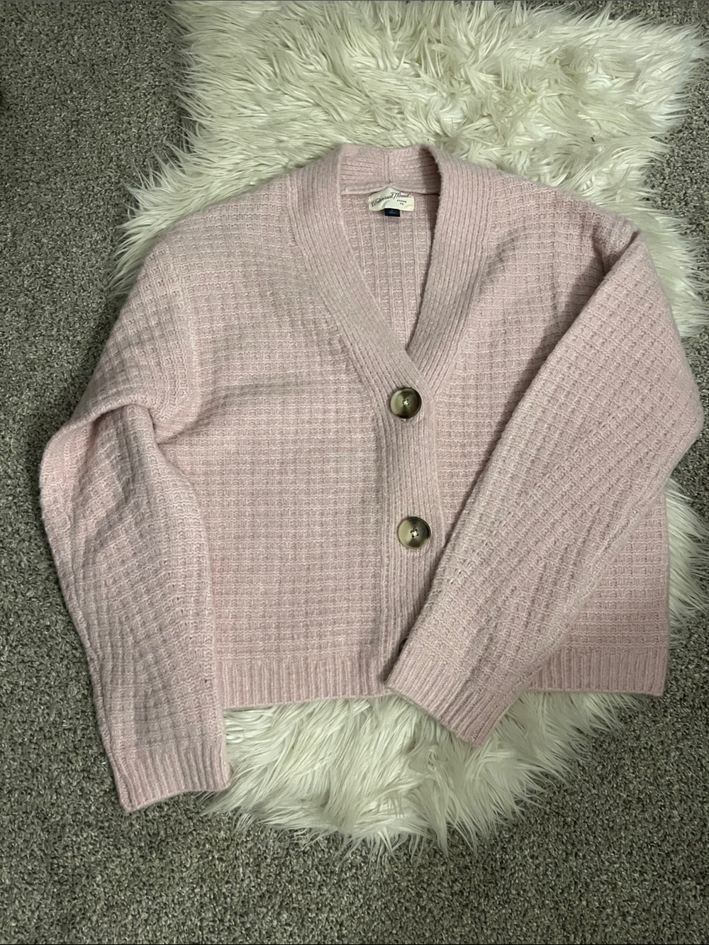 Universal Thread Soft Pink Waffle-Knit Button Cardigan
